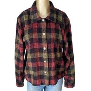 Christopher & Banks Plaid Button Front Blazer Jacket Overcoat Medium Women